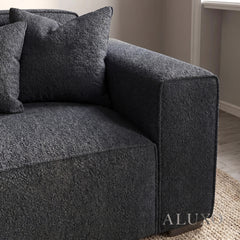 ALUXO® Dakota 3 Seater Sofa – Midnight Black Bouclé | Feather-Filled