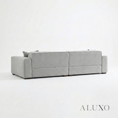 ALUXO® Dakota 4 Seater Large Sofa – Pebble Grey Bouclé | Feather-Filled
