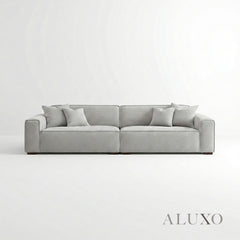 ALUXO® Dakota 4 Seater Large Sofa – Pebble Grey Bouclé | Feather-Filled