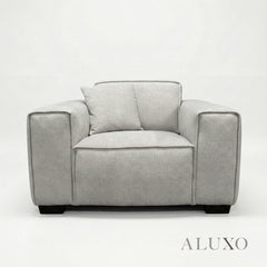 ALUXO® Dakota Armchair – Pebble Grey Bouclé | Feather-Filled Accent Chair