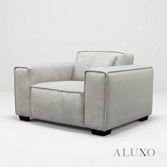 ALUXO® Dakota Armchair – Pebble Grey Bouclé | Feather-Filled Accent Chair