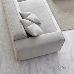 ALUXO® Dakota 4-Seater Sofa with Chaise – Pebble Grey Bouclé