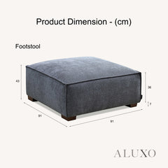 ALUXO® Dakota 4-Seater Sofa with Footstool – Pebble Grey Bouclé