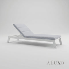 ALUXO® Dasia Luxury Outdoor Sun Lounger – White Aluminium & Pebble Grey Cushion