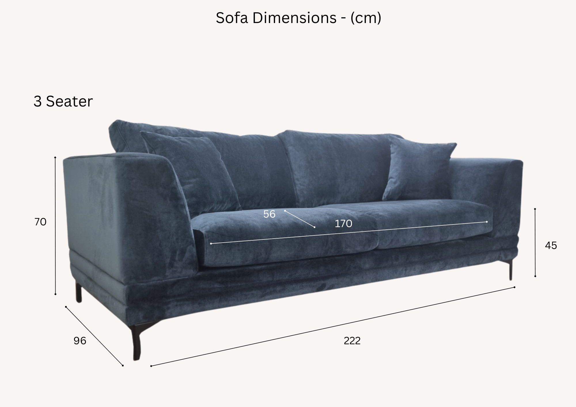 Lenox Sofa Range in Aegean Blue Velvet