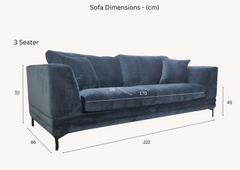ALUXO® Lenox 3 & 2 Seater Sofa – Aegean Blue Velvet | Mid-Century Modern Comfort