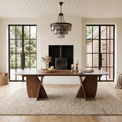 ALUXO® Dino 240cm Walnut Dining Table - Rectangular Architectural Base