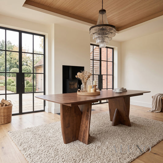 ALUXO® Dino 240cm Walnut Dining Table - Rectangular Architectural Base