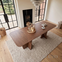 ALUXO® Dino 240cm Walnut Dining Table - Rectangular Architectural Base