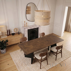 ALUXO® Dunkin 220cm Walnut Dining Table - Black Tapered Legs