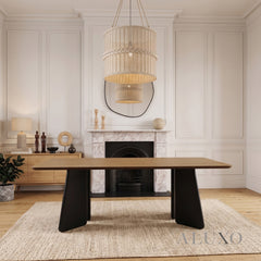ALUXO® Dunkin 220cm Walnut Dining Table - Black Tapered Legs