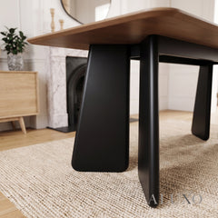 ALUXO® Dunkin 220cm Walnut Dining Table - Black Tapered Legs