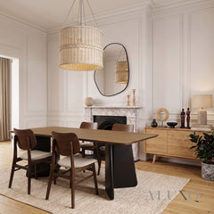 ALUXO® Dunkin 220cm Walnut Dining Table - Black Tapered Legs