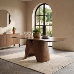 ALUXO® Elegantia 180cm Walnut Dining Table - Slimline Pedestal Base