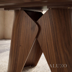 ALUXO® Elegantia 180cm Walnut Dining Table - Slimline Pedestal Base