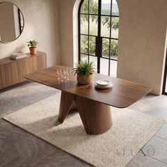 ALUXO® Elegantia 180cm Walnut Dining Table - Slimline Pedestal Base