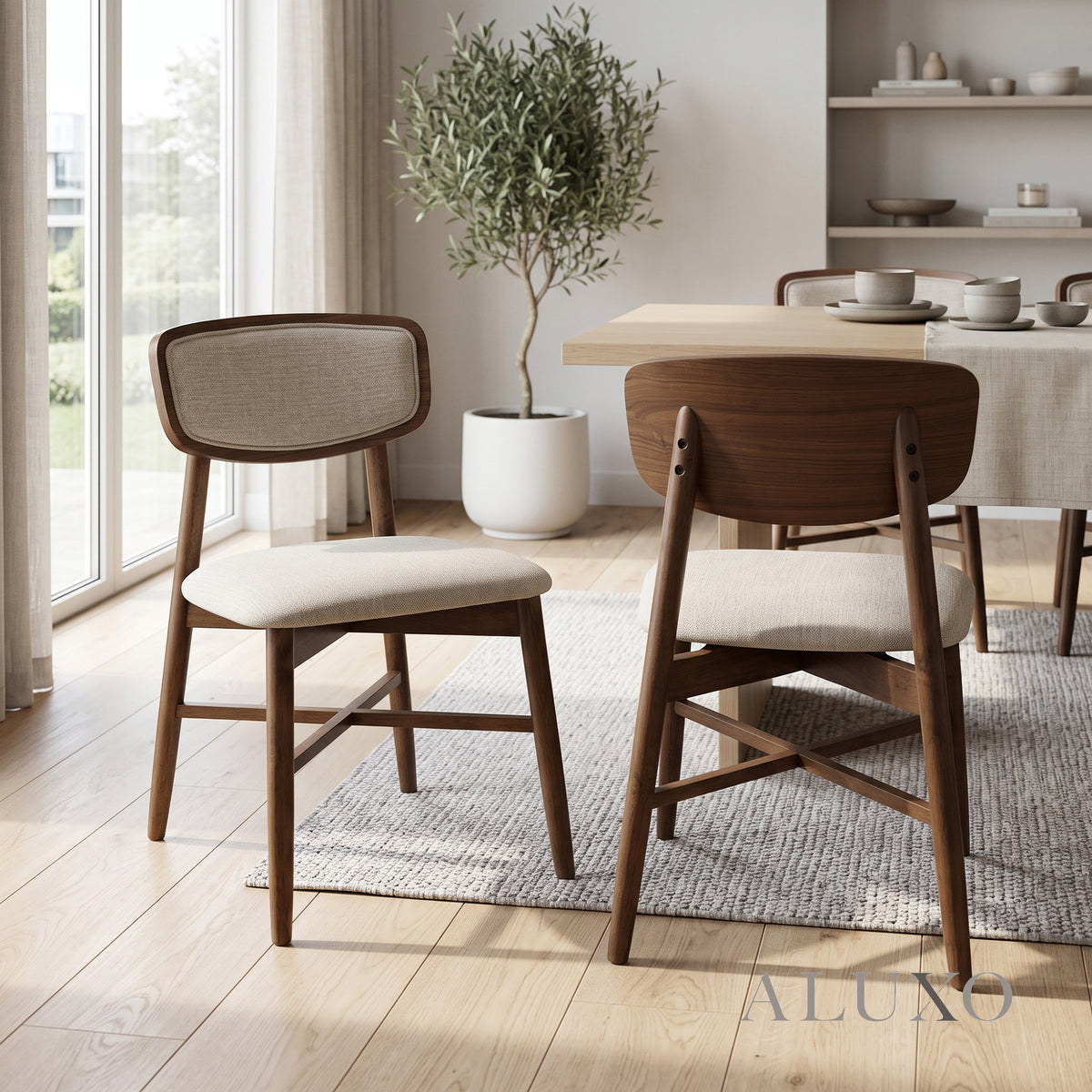 ALUXO® Elegantia Walnut Dining Chair – Set of 2