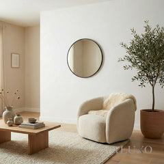 Orel 80cm Round Classic Wall Mirror with Black Aluminium Frame – Modern Design