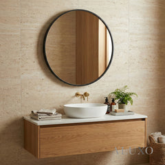 Orel 80cm Round Classic Wall Mirror with Black Aluminium Frame – Modern Design