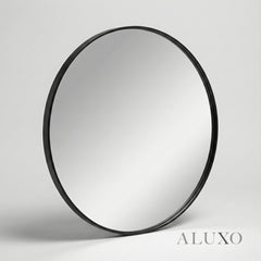 Orel 80cm Round Classic Wall Mirror with Black Aluminium Frame – Modern Design