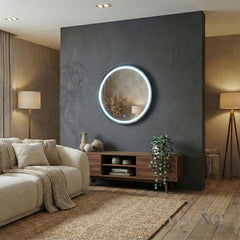 Orel 80cm Round LED Wall Mirror with Black Aluminium Frame – 3-Tone Lighting