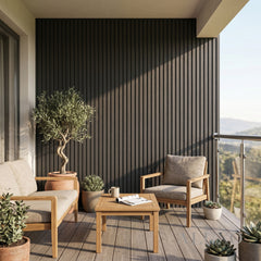 Exterior Wall Panel Composite Cladding Standard Slat Black Oak | 180cm / 290cm (Set of 4)