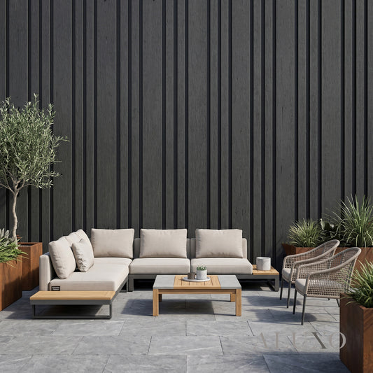 Exterior Wall Panel Composite Cladding 86mm Wide Slat - Black Oak | 180cm / 290cm (Set of 4)