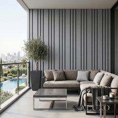 Exterior Wall Panel Composite Cladding 86mm Wide Slat - Grey Oak | 180cm / 290cm (Set of 4)