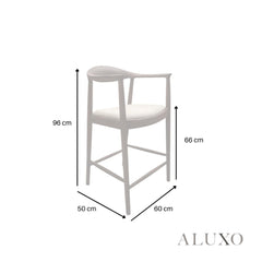 ALUXO® Fern Walnut Bar Stool with Oatmeal Bouclé Upholstery