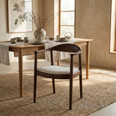 ALUXO® Fern Walnut Dining Chair in Oatmeal Bouclé – Set of 2