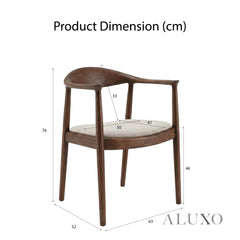 ALUXO® Fern Walnut Dining Chair in Oatmeal Bouclé – Set of 2