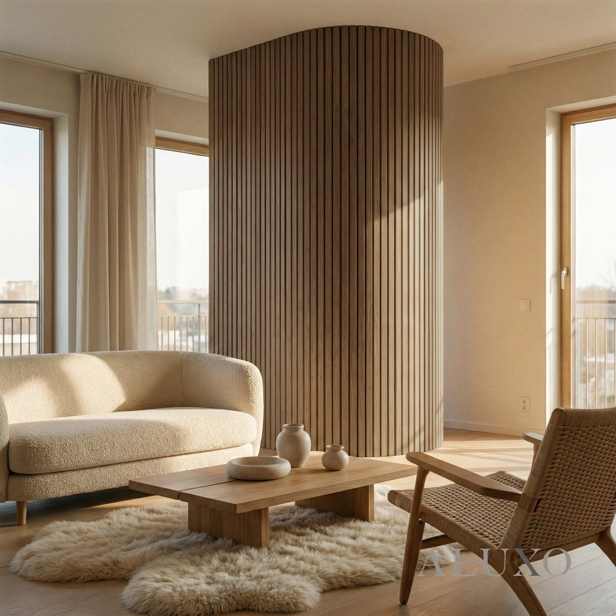 Walnut Shell Wall Flexii™ Flex Walnut Slatted Wall Panel | 240cm x 60cm (Set of 2 ...