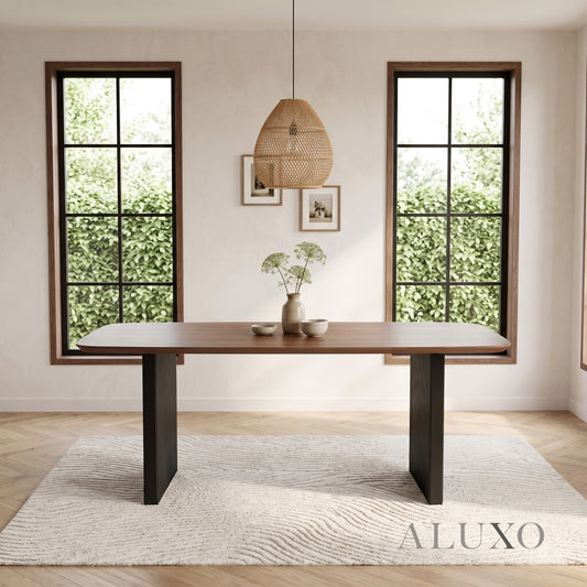 ALUXO® Genesis 180cm Walnut Dining Table - Slimline Fluted Base