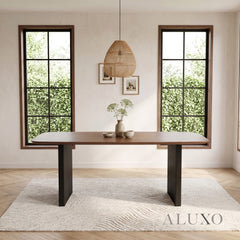 ALUXO® Genesis 180cm Walnut Dining Table - Slimline Fluted Base