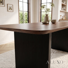 ALUXO® Genesis 180cm Walnut Dining Table - Slimline Fluted Base