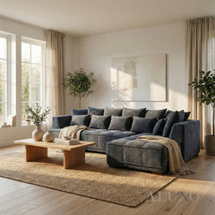 ALUXO® Gramercy Right Hand Facing (RHF) Corner Sofa – Steel Grey Velvet