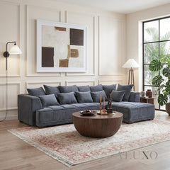 ALUXO® Gramercy Right Hand Facing (RHF) Corner Sofa – Steel Grey Velvet