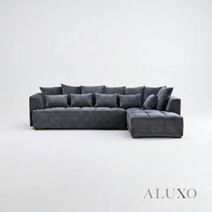 ALUXO® Gramercy Right Hand Facing (RHF) Corner Sofa – Steel Grey Velvet