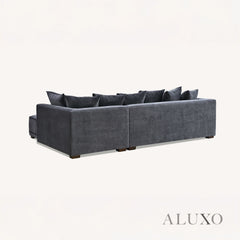 ALUXO® Gramercy Right-Hand Corner Sofa – Steel Velvet Bouclé Fabric