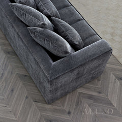 ALUXO® Gramercy Right-Hand Corner Sofa – Steel Velvet Bouclé Fabric