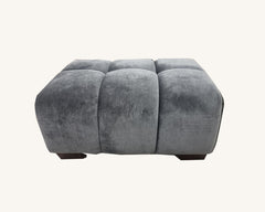 ALUXO® Harlem 2/3 Seater Sofa, Armchair & Footstool – Steel Grey Velvet