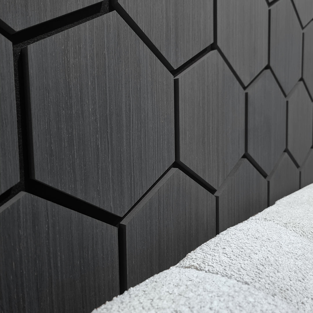 Acoustic Hexagon Wall Panel 70 x 60cm - Charcoal Black