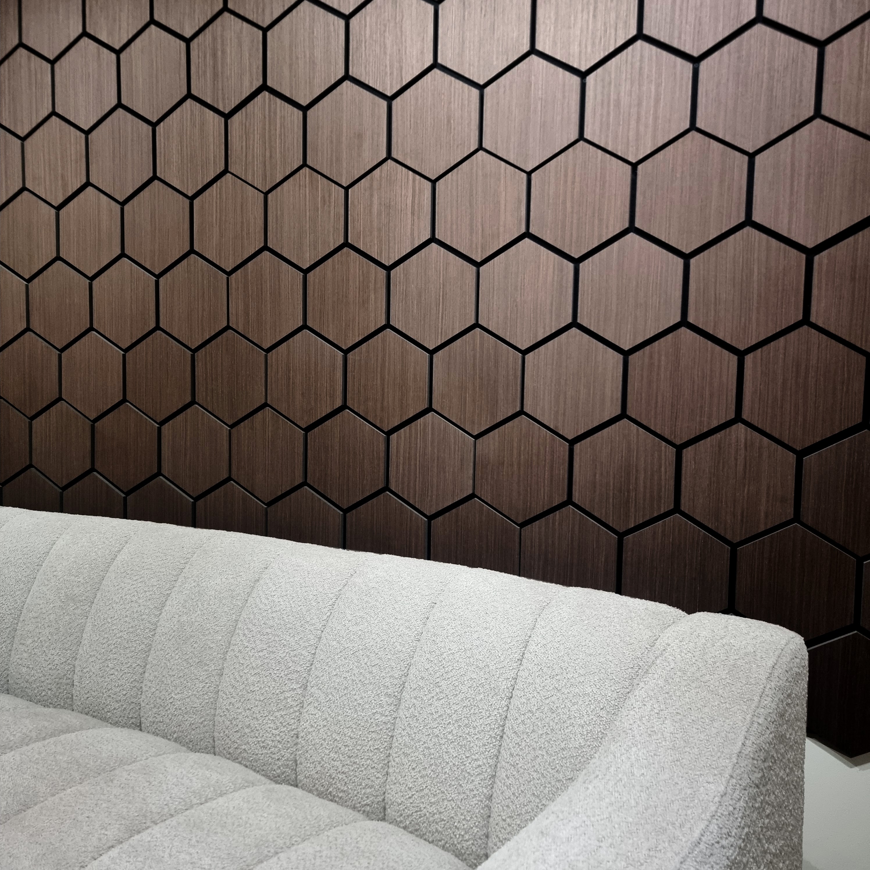 Acoustic Hexagon Wall Panel 70 x 60cm - Walnut (Dark Oak)