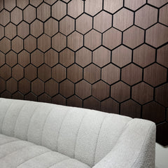 Acoustic Hexagon Wall Panel 70 x 60cm - Walnut (Dark Oak)