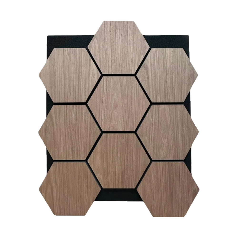 Acoustic Hexagon Wall Panel 70 x 60cm - Walnut (Dark Oak)