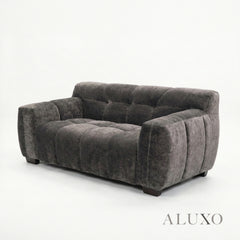 ALUXO® Harlem 2 Seater Compact Sofa – Cocoa Chocolate Velvet | Deep Channel Stitched