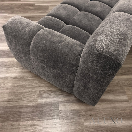 ALUXO® Harlem 2/3 Seater Sofa, Armchair & Footstool – Cocoa Chocolate Velvet