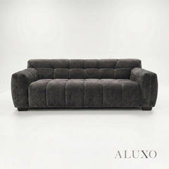 ALUXO® Harlem 3 Seater Sofa – Cocoa Chocolate Mermaid Velvet | Deep Channel Stitched
