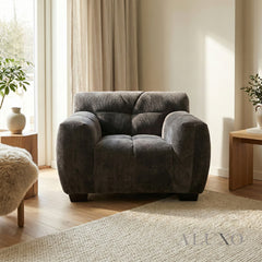 ALUXO® Harlem Armchair – Cocoa Chocolate Mermaid Velvet | Deep Channel Stitched