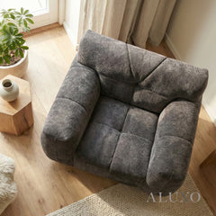 ALUXO® Harlem Armchair – Cocoa Chocolate Mermaid Velvet | Deep Channel Stitched